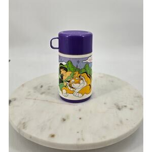 Vintage 1992 Disney Aladdin Thermos – Purple Lid – Jasmine, Aladdin, Rajah